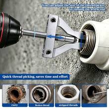 Adjustable Internal Threaded Pipe Removal Tool, Household Pipe Broken Wire Repair Tool, Hex Shank Power Tool Compatible Extractor - A - View 7