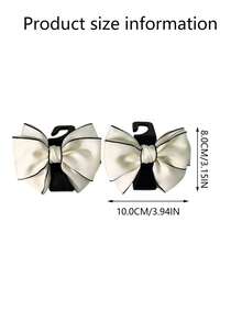 2PCS Black & White Bow Knot Hooks, Exquisite Bow Knot Decorative Hooks, Soft Bow Knot Accessories, Car Interior Storage Decor - Hook Up - View 5