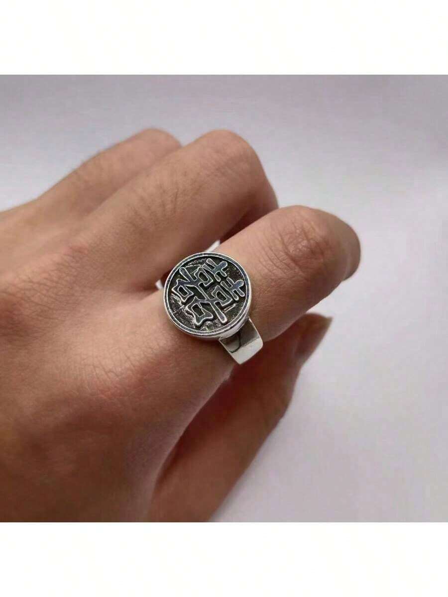 1PC Poker Ring For Men, Fashionable, Square Design, Red Hearts, Black Spades, Red Peaches, High-End Feel, Dragon Ring, Unique Ring - Multicolor - View 1