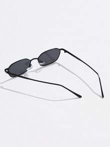 Women's Asymmetric Metal Polygon Retro Glasses, European And American Street Style, Vintage Geometric Frame, Suitable For Daily Wear And Back To School Season - Black - View 3