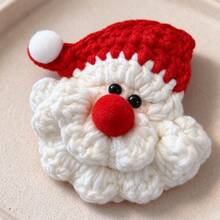 6Pcs Handmade Crochet Santa Claus Christmas Ornaments, Cute Knitted Xmas Tree Hanging Decorations For Gift Wrapping DIY Holiday Party Decor - A - View 3