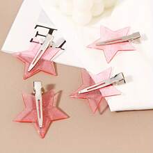 4pcs Hair Clips, Sweet Hair Clips, Star-Shaped Hair Clips, Cute Fashion Women's Hair Clips, Wrinkle-Free Edge Clips, Hair Accessories - A - View 6
