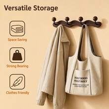 Solid Wood Wall-Mounted Entryway Coat Rack, Creative Clothes And Hat Hook, No-Drill Installation - Brown - View 2