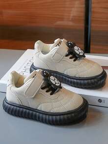 1 Pair Kids Cute Cartoon Hook-And-Loop Slip-On Shoes, Soft Sole Anti-Slip Casual Shoes, All Season - Beige - View 3