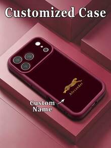 1 buah Casing Ponsel Motif Leopard Emas dengan Nama Kustom, Kompatibel dengan dan Apple 18ProMax/Duo/17ProMax/16Pro/15/14Plus/13Pro/12ProMax/11/XsMax/8/7Plus, Aksesoris Ponsel TPU Burgundy dengan Tepi Tebal, Perlindungan Lensa Penuh Silikon Anti Jatuh, Casing Pelindung Premium - Burgundy - View 1