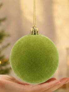 1pc 10cm Christmas Tree Decorative Ball With Christmas Bow, Velvet Flocked Christmas Ball Ornament, Multi-Color Christmas Tree Hanging Decoration, Holiday Home Decor, Suitable For Christmas Tree, Party, Wedding And Holiday Scene Decoration - Multicolor - View 12