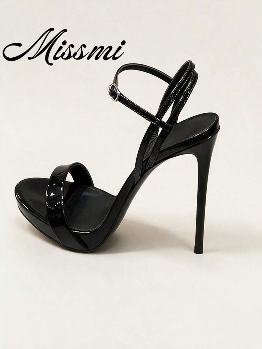 2026 New Stylish European And American Red High Heel Sandals, Elegant Strap Open Toe High Heels For Summer,Stiletto Heels - Black - View 1