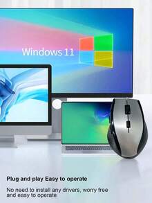 2.4G Wireless Ergonomic 6‑Button Computer Mouse, 800‑1600 DPI Adjustable Portable Mouse, Plug And Play, 10‑Meter Stable Connection For Laptop PC Desktop Home Office Use, Battery Not Included(Battery Not Included) - View 4