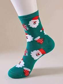 1/3/5/10 Pairs Autumn/Winter Christmas Themed Socks, Unisex, Featuring Santa Claus, Reindeer, Snowman, Gingerbread Man And Other Patterns, Cartoon Style Mid-Calf Socks - Multicolor - View 5