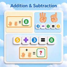 1PC-Montessori Math Manipulatives For Preschool, Addition & Subtraction Within 10, Finger Counting Flash Cards With Number Tiles, Educational Learning Toy For Kids 3+ Years Old - Multicolor - View 6