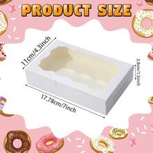 10/1pc - Cookie & Pastry Boxes With Transparent Window, 7 X 4.3 X 1.5 Inches, Kraft Paper, White Cardboard Material, Premium Baking Food Gift Box, Suitable For Desserts, Weddings, Parties, Christmas, Birthdays And Other Occasions - View 10