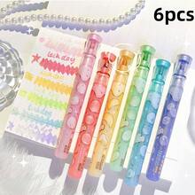 6pcs Fruity Glitter Highlighter Pens Set, Golden Shimmer Sparkling Ink, Triangle Shape Design, Chisel Tip Scented Highlighter For Journaling, Scrapbook, Student Back To School Gift, Office Spot Liner - Multi Colors - View 9