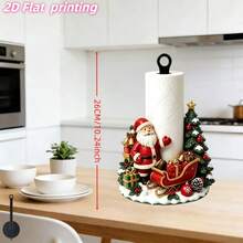 2D Flat Printed Kitchen Paper Towel Holder 1pc Christmas Style Cozy Snowman Christmas Tree Design Creative Desktop Paper Towel Rack Iron Material No Paper Towels Included Fun Holiday Design Suitable For Living Room And Dining Room - View 8