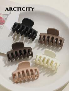 Arcticity 5pcs 4cm Milk Coffee Color Small Claw Hair Clips, Sweet Girl Style Solid Color Side Clips, Suitable For Braiding, High Ponytail, Half-Up Hair And Updo Hair Accessories - Multicolor - View 6