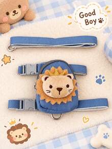 1pc Plush Lion Decorative Backpack Pet Collar And Leash Set, Chest Harness, Treat Bag For Food Or Poop Bags, Suitable For Walking Cats/Dogs, Designed For Small Cats And Dogs, Providing Effective And Comfortable Mobility Support - Multicolor - View 8