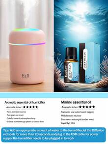 300ml Ultrasonic Aromatherapy Humidifier, 7-Color Ambient Light, USB Desktop Cool Mist Humidifier, 2 Mist Modes, Portable Air Purifier, Auto Shut-Off Function, Suitable For Bedroom, Living Room, Office, Car And Other Relatively Larger Spaces. (Includes 6 Essential Oils) - Mist - View 28