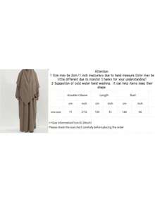 Muslim Abaya Set, Solid Black Textured Long Sleeve Maxi Inner Dress & Asymmetrical Hem Open Outerwear, Modest Dubai Islamic Robe For Women - Fixed Khaki - View 3