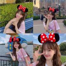 Disney 1pc Women's Mickey Minnie Mouse Ear Headband With Bow Design, Princess Decoration Hair Accessory For Party, Birthday, Carnival, Gift (Some Accessories May Be Random) - View 3