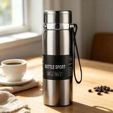 1pc 800/1000ml Large Capacity Portable Stainless Steel Vacuum Insulated Water Bottle, Fashionable Sports Style Multi-Color Cylindrical With Carrying Rope, Suitable For Outdoor Sports Warmth And Cold Protection, Ideal Gift For Anniversary And Holiday - Multicolor - View 10