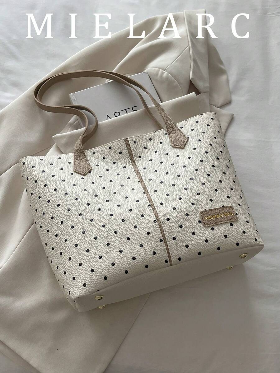 Fashion Design Tote Bag 2026 Autumn New Polka Dot Casual Korean Style Niche Large Capacity Commuter Shoulder Bag