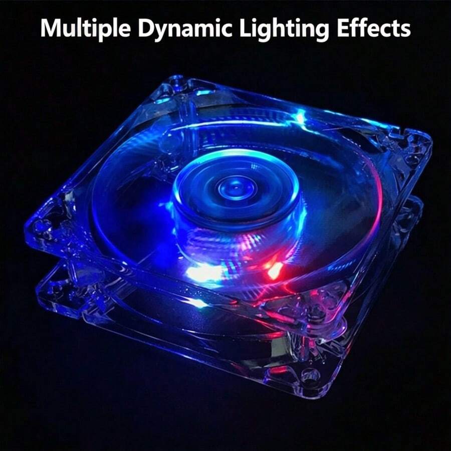 OUYUANSU Transparent RGB Case Cooling Fan With RGB Color-Changing Light, Large 4-Pin Interface Daisy Chain, Transparent Frame Blades With Automatic Rainbow Flowing Light, No Controller Required, PC Case Cooling Modification - View 1