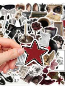 50PCS,Dark Academy Style Stickers,Scrapbook Supplies,Junk Journal Supplies,Creative And Aesthetic Design Sticker,Waterproof Decorative Stickers,Suitable For Mobile Phone Cases,Tablets,Mobile Phone,Laptops,Suitcases,Cars,Notebooks,Helmet,Guitar, - one-size - View 10