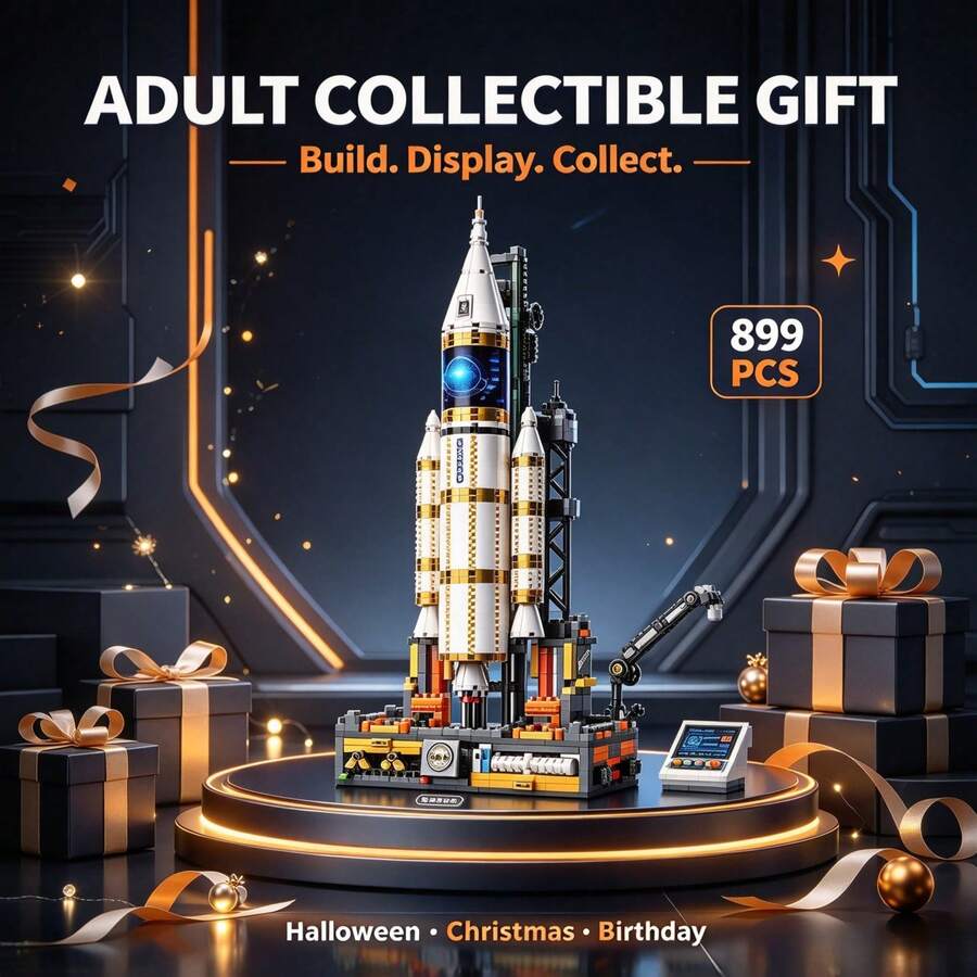 Rocket Launch Tower Building Model, 899 Pieces Adult Collectible Building Blocks Set, Rocket, Booster And Launch Base, Suitable As Gift For Collectors On Halloween, Christmas, Thanksgiving And Birthday - Dawn Rocket Launch Pad - View 1