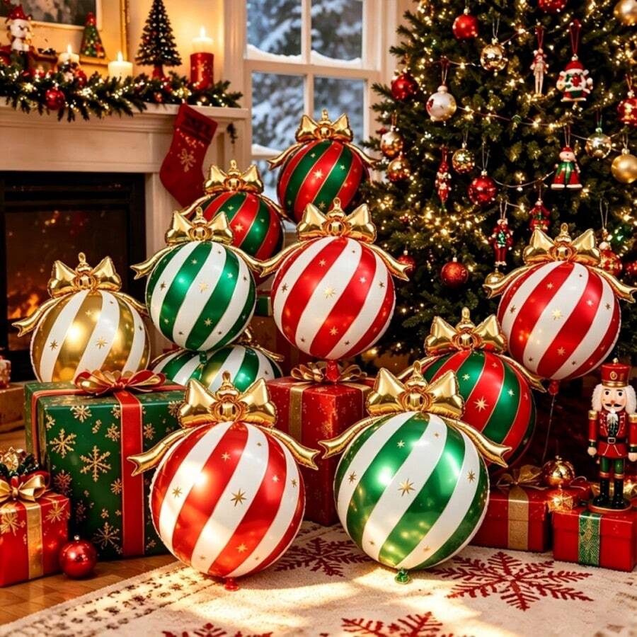 Christmas Bow Hanging Balls, Red, Green, Gold, Multi-Color Options, Festive Color Palette, Suitable For New Year, Christmas Home Decor, Yard Decor, Party Decor - Bow Tie Hanging Ornament - View 1