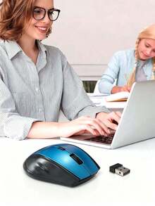2.4G Wireless Ergonomic 6‑Button Computer Mouse, 800‑1600 DPI Adjustable Portable Mouse, Plug And Play, 10‑Meter Stable Connection For Laptop PC Desktop Home Office Use, Battery Not Included(Battery Not Included) - View 3