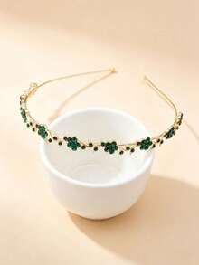 1pc Women's Fashion Everyday Versatile Floral Rhinestone Hairband Exquisite Fairy Hair Hoop - Multicolor - View 7