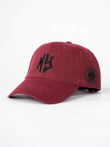 1 Men's NEW YORK Geometric Letter Embroidery Baseball Cap Outdoor Adjustable Sun Protection Casual Hat Suitable For Spring - Burgundy - View 1