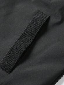 Men's Hooded Jacket, Corduroy Patchwork, Drawstring Hood And Zipper Design, Long Sleeve - Black - View 7
