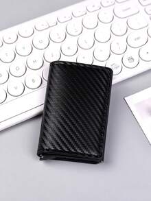 Mini Pop-Up Credit Card Holder Anti-Theft RFID Men's Wallet Multi-Slot Card Holder Ultra-Thin Carbon Fiber Card Case Aluminum Alloy Card Box Mini Ticket Holder Travel Document Organizer Portable Card Storage Bag - Multicolor - View 10