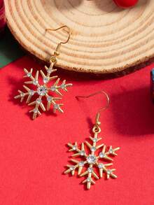 European And American Style Minimalist Christmas Snowflake Earrings, Suitable For Holiday Party Wear - Gold - View 3