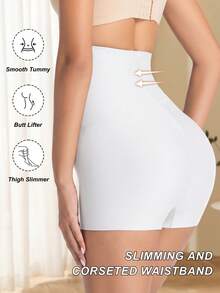 New Fashionable & Comfortable High Waist Shaping Seamless Tummy Control Panties, Butt Lifting Slimming Shorts For Women - White - View 2