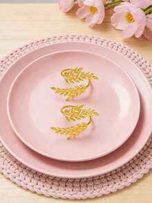 4-30pcs Metal Leaf Napkin Holder Napkin Ring Table Decoration Wheat Ear Napkin Ring Buckle Suitable For Wedding Christmas Party Banquet Dinner - Gold - View 22