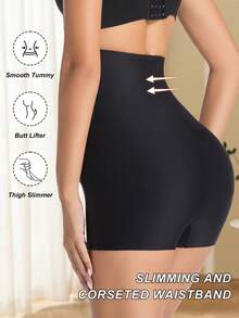 New Fashionable & Comfortable High Waist Seamless Shaping Panties, Tummy Control, Butt Lifting, Slimming Shorts For Women - Black - View 3