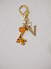 1PC Cute Giraffe Initial Keychain Pendant, Animal Theme With Golden Letter Decoration. Name Initial Keychain, Cute Accessory Suitable For Men And Women. Backpack Keychain Accessory, Great Gift For Boyfriends, Girlfriends, Classmates And Family, Small Party Favor - Multicolor - View 31