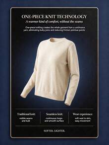 Women's 100% Merino Wool Sweater Autumn Winter Long Sleeve Women's Crewneck Sweater Warm Soft Knitted Pullover Autumn Outfit For Women Winter Clothes - Beige - View 5