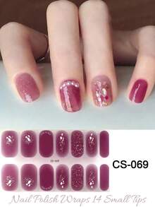 Semi-Cured Gel Nail Stickers 1 Pack 14pcs Extra Long Nail Polish Stickers Glossy Gel Finish Pink Bomb - Red Violet - View 8
