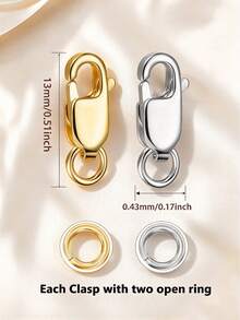 Stainless Steel Lobster Claw Clasps With Closed Jump Rings & 14K Gold Necklace Clasp & Connectors For Jewelry Making, Bracelet Extender - Connectors - View 4