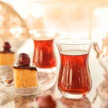 طقم أكواب شاي زجاجي 6 قطع، أكواب شاي تقليدية بشكل زهرة التوليب، سعة 111 مل، 9.7 * 6.5 سم، لتقديم الشاي الأسود والمشروبات اليومية - شفاف - مشاهدة 5