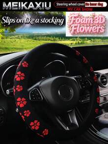 MEIKAXIU New Car Steering Wheel Cover Without Elastic Band And Inner Ring, Comfortable High Elasticity Fabric 3D Foam Flower Design, Anti-Slip Adsorption Car Decoration For Women - Foam Flower Style - View 14
