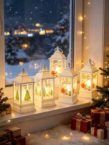 Christmas Mini Lantern Candlestick Light Nightlight,Christmas Mini LED Lantern Decor,Snowman Santa Claus Reindeer Xmas Tree Decor Nightlight,Small Lanterns Decorative Indoor With LED Candle For Xtmas Table Decor,XmasHanging Ornament,Xmas Gifts. - A - View 9