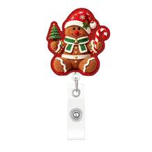 1pc Christmas Cat Shaped Badge Holder, Includes Gingerbread Man, Santa Claus And Christmas Tree Patterns, Retractable Card Holder With Clip, Suitable For ID Badge, Doctor ID, Nurse ID, Teacher Name Tag And More - Multicolor - View 7