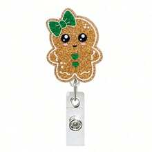 1pc Christmas Acrylic Christmas Tree Snowman Badge Retractable Lanyard - Multicolor - View 4