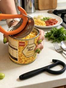 Can Opener, Non-Slip Handle, Plastic Manual Can Opener, Easy To Grip, Plastic Construction, Kitchen Can Opener, Perfect For Home And Restaurant Use, Ideal Christmas Party Accessory - View 2