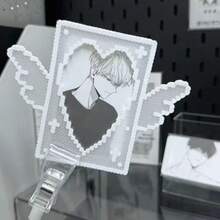 Ins Style Angel Wings Pixel Acrylic Photo Card Sleeve, Idol Fan Collectible Card Holder, Photo Storage Frame, Card Sleeve, Idol Fan Girls, Planner Enthusiasts, Students, Card Protection, Display, Desk Decor, Collection Storage, Birthday Gift, Holiday Gift, Tabletop Display, Merchandise Storage, Best Friend Gift, Creative Collection, Photography Prop - A - View 4
