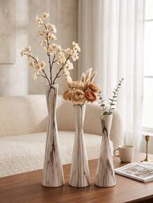 Marble Pattern Slim Waist Vase,Suitable For Living Room, Bedroom, Coffee Table, Wedding, Boho Farmhouse Style Decoration.Home Accent Ornament, Dry Floral Container, Table Centerpiece, Aesthetic Room Decor, Wedding Table Decoration. - Classic Fashion Style - View 5