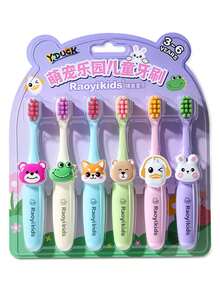 8pcs Animal Pattern Kids Toothbrush, Soft Bristles For Gum Protection, Suitable For Infants And Toddlers, Interchangeable Animal Head Decorations - Multicolor - View 10